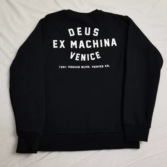 Deus Ex Machina Sweatshirt Mens Medium Black Crewneck Venice Address Sweater - Picture 3 of 9